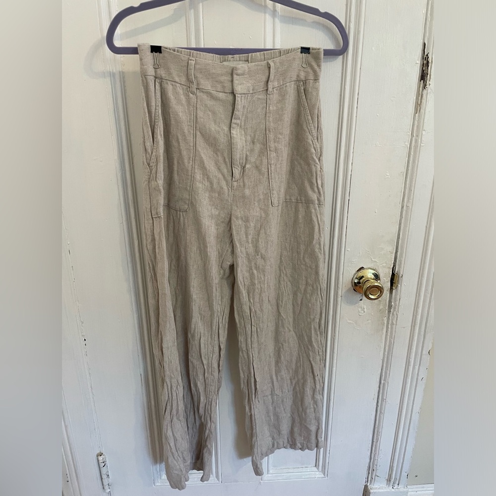 Abercrombie linen blend high rise pant - medium